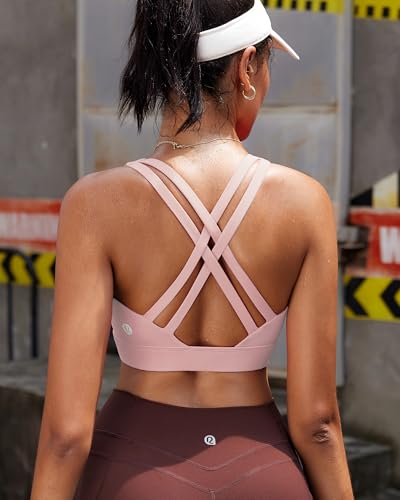 Image of RUNNING GIRL High Impact Sports Bras for Women - Scoop Neck Strappy Sports Bra High Support Moulded Cup Workout Bra