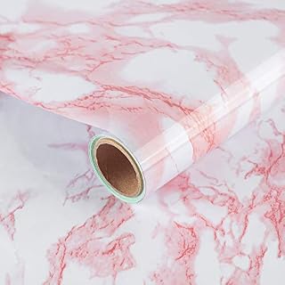 JSEVEM Sticky Back Plastic Roll Pink Marble Wallpaper 40cm×300cm Kitchen Worktop Covering Paste Adhesive Wall Furniture Stickers Removable Granite Contact Paper Suitable for Book Desk Top Vanity Top