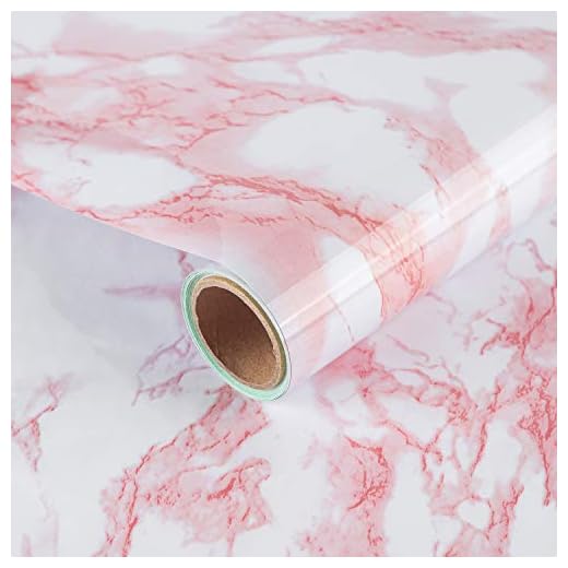 15.74"×118.11" Pink Faux Marble Contact Paper Waterproof Granite Wallpaper Peel and Stick Vinyl Wrap Counterops Adhesive Wall Paper Removable Furniture Sticker for Kitchen Cabinet Vanity Bathroom