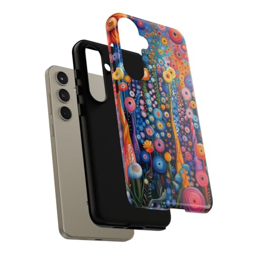 Coque Samsung S24 Plus rigide brillante motif floral abstrait orange - 4