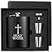 Edelstahl Flachmann Set, Uooker 8oz Gravierte Holy Water Hip Flask Geschenkbox mit 1x Trichter, 2x Becher, Groomsmen/Usher Gifts for Wedding, Flachmann Geschenk für Männer und Frauen, Schwarz
