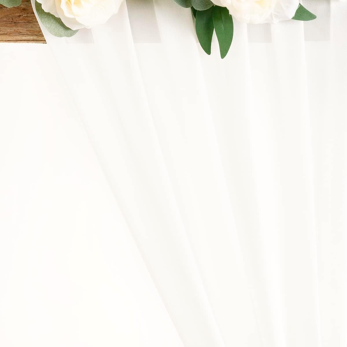 MLMW Ivory Chiffon Fabric Sheer Fabric by The Yard 20 Yards 60" Wide Wedding Arch Draping Fabric Sheer Material for Party Backdrop Arch Ceiling Decor