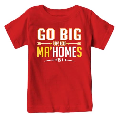 Go Big or Go Ma'homes Kid's T-Shirt for Football Fans (Red T-Shirt, YM)