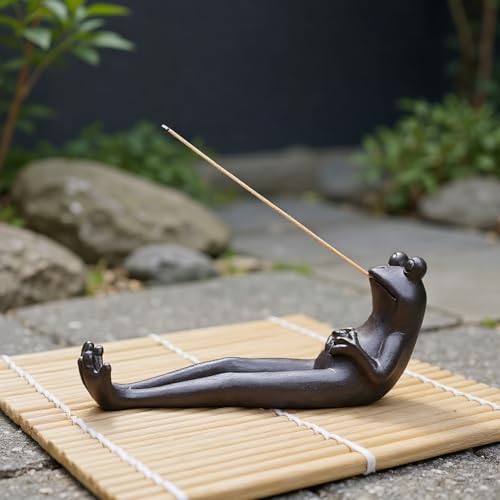 Frog Incense Burner & Holder, Ceramic Ash Catcher Tray |