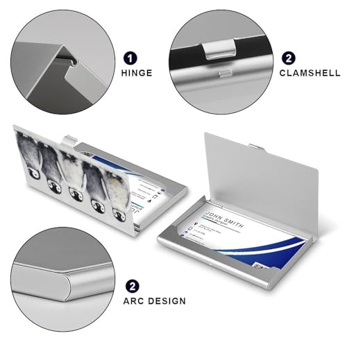 Cute Penguins in A Row Business Card Holder Pocket Slim Portable Metal Business Card Case4