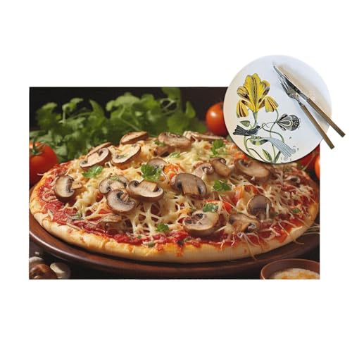Set de table lavable PVC motif pizza résistant à la chaleur - 7