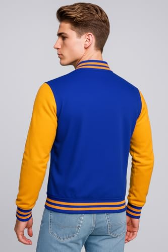 Zulin Royal and Yellow Baseball Jacket - Men's Varsity High School Bomber Jacket4