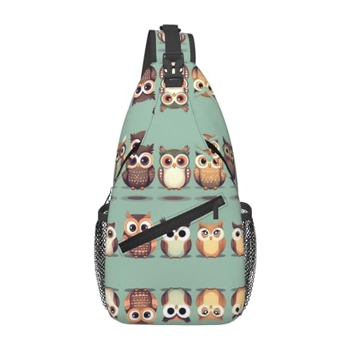 Mochila cruzada con diseño búhos para mujer y hombre miniatura 1