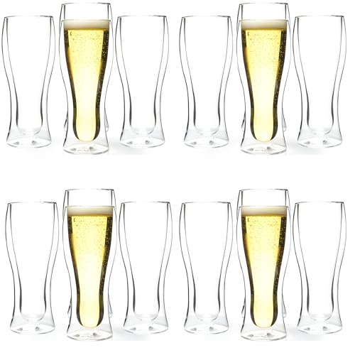 LEMONSODA Double Walled Beer Drink Glass Mug - Set of 12-12.5oz - Keep drinks insulated [2035]