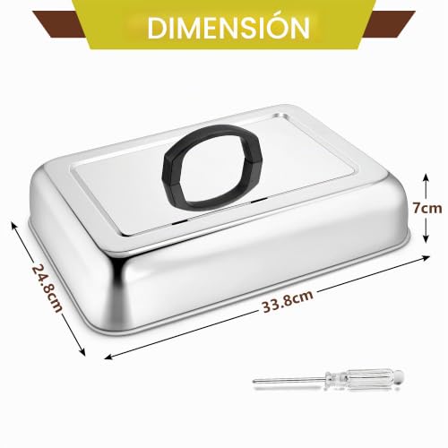 Cubierta rectangular de acero inoxidable Herogo para derretir queso en parrilla 3