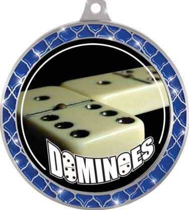 Dominoes Blue Trellis Medal Silver miniatura 2
