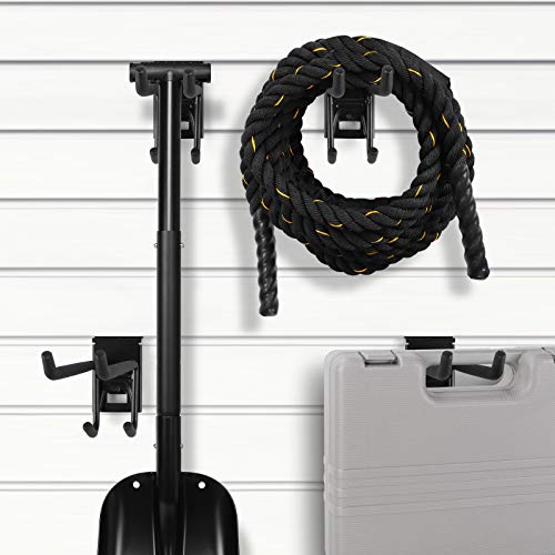 Odoland 4 Ski Slatwall Hooks Wall Storage Rack with 4 Ski Strap Carrier, 2 Pairs of Snowboard Rack Wall Mount, Home and Garage Heavy Duty Storage Hanger