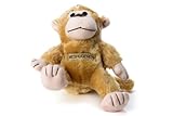 Copa Judaica Chewish Treat Meshugenah Monkey Squeaker Plush Dog Toy, Light Brown