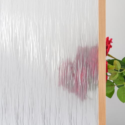 FEOMOS Clear Waters Window Privacy Film, Non Adhesive Window Cling, Decorative Window Sticker, Window Covering Translucent Glass Film for Windows Door Anti-UV 90x200cm