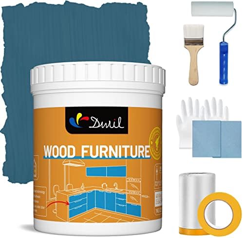 DWIL Acrylic Wood Paint for Furniture - Semi-Gloss Paint Suitable for Wood Surface Renovation, Water-Based All In One Paint, Non-Toxic & Odorless, Eco-Friendly & Healthy (32OZ, European Blue)