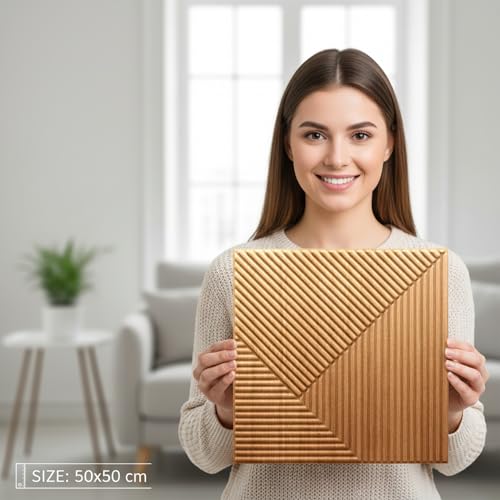 Image of Kayra Decor 3D PVC Wall Panel - Fluted Design Gold Color 19.7 inch x 19.7 inch (Pack of 40) - Covers 107.80 Sq. Ft.