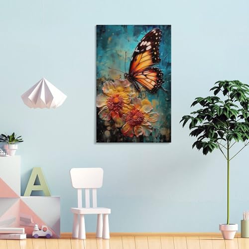 Toile murale paysage et papillon de qualité pour décoration