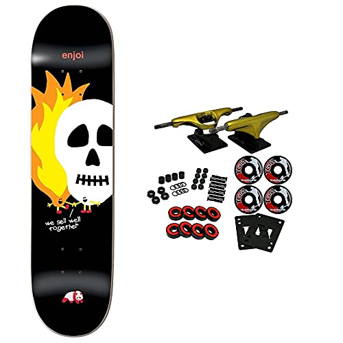 Enjoi Skateboard Complete Skulls and Flames Black 8.5" x 32.18"