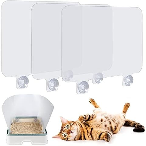 3 Pcs 15.7 × 13 in Thickened Cat Litter Box Pee Shields, Enclosure Splash Guard with 6 Powerful Suction Cups Cat Litter Pan Pee Privacy Shields for Easy Cleaning Cover