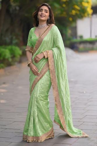Image of Women's Designer Bollywood Soft Georgette Heavy Embroidery Sequins Work Sarees For Wedding With Blouse Piece