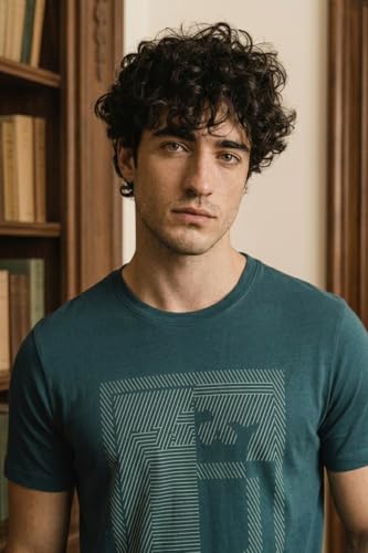Image of Louis Philippe Men's Slim Fit Signature Graphic Print Premium Breathable Cotton, All Day Comfort Half Sleeve Crew Neck Tshirt
