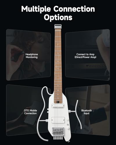 Donner HUSH X PRO Electric Guitar Kit - Smart Travel Guitar with Dozens of Preset Combinations, 7 Tone Sim Options, Metallic White - image 8