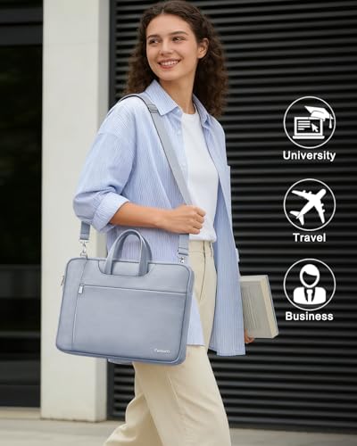 Image of Ferkurn Laptop Case Bag for Women Men Briefcase Messenger Bag, 17 17.3 Inch | Compatible with HP OmniBook Envy Omen Pavilion /LG Gram /Dell Inspiron Precision, Carrying Computer Bag 18 inch, Light Gray