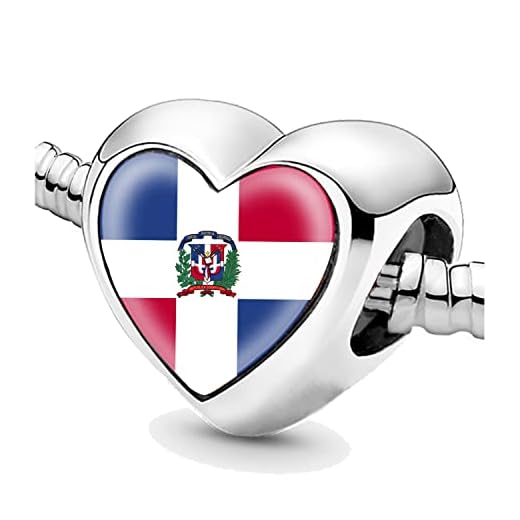 Perlen für Armbänder Dominikanische Republik Flagge Silber Charms für Frauen Charme Perle Schmuck Geschenke Ideen für Mädchen, Nein
