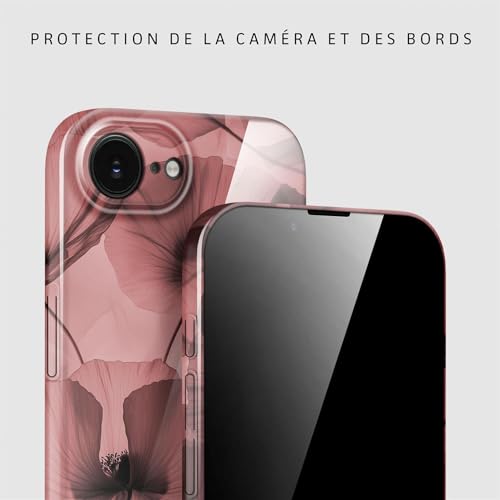 Coque rigide fine iPhone 16e anti-rayure - Étui floral robuste - 2