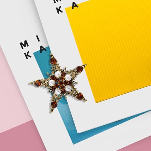 Image of Crystal Flower Brooch Pins for Women Elegant Enamel Rhinestone Floral Brooches Pin Fashion Jewelry for Party Dance Wedding Banquet Brooch for Women Gift
