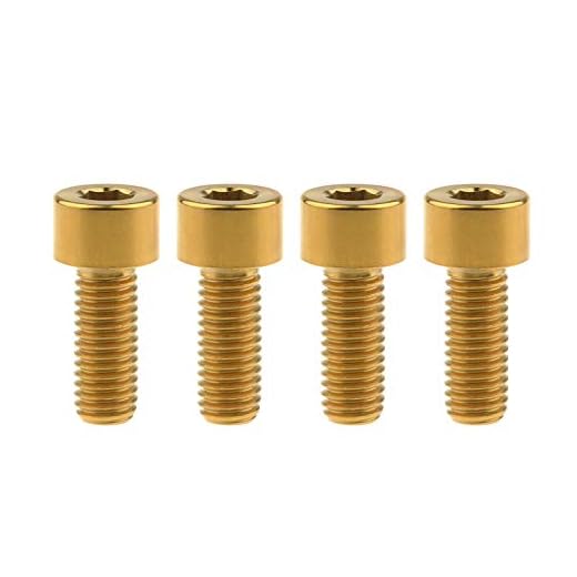 Wanyifa Titanium Ti M8 x15 20 25 30 35 40 45 50 60 70mm 1.25mm Pitch Hex Allen Socket Head Bolt Screws Pack of 4 (Square Head M8x20mm, Gold)