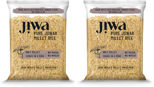 Image of Jiwa Pure Jowar Millet Rice | 500 G | Cooks in 5 Minutes | Ready to Cook | 100% Millet | No Maida, No Atta | Gluten Free (Pack of 2)