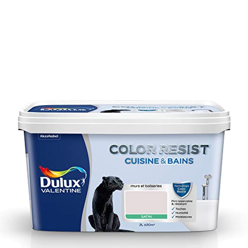Dulux Valentine Color Resist - Peinture Intérieure Pièces Humides - Pour Murs, Plafonds, Boiseries - Lessivable et Résistante - Couleur : Rose Nude Satin -...