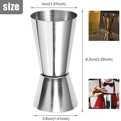 Jetisva 2pcs Stainless Steel Drink Measures - 25ml & 50ml Shot Measure Gift Set for Bar, Party & Cocktails