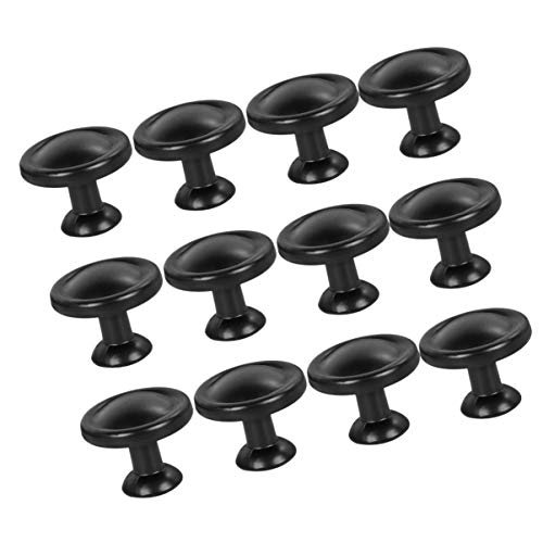 Puxadores de móveis redondos pretos para gaveta de cômoda, 12 peças (preto)