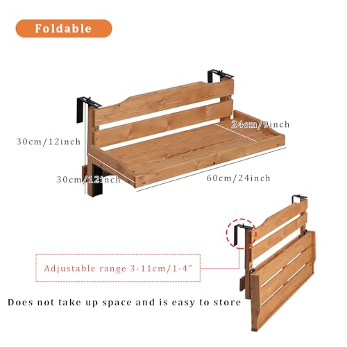 Table de balcon en bois avec finition naturelle et plateau rabattable - 4