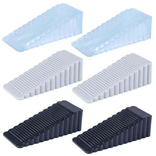 6 PCS Silicone Door Stopper Wedge Security Door Stops Anti-Slip Removable Door Wedge Large Heavy Duty Wedge Door Stop, No Sliding or Marking Floors, Works On Various Floor