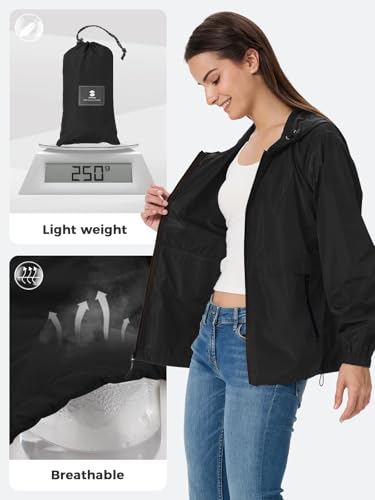SaphiRose Black Large Packable Raincoat for Women – Lightweight and Waterproof - Image 2