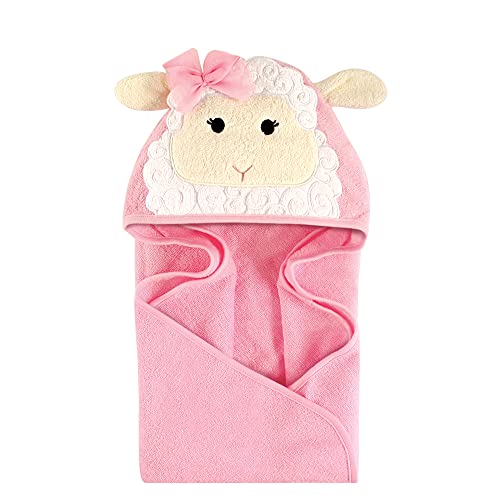 Image of Hudson Baby Unisex Baby Cotton Animal Face Hooded Towel, Lamb, One Size