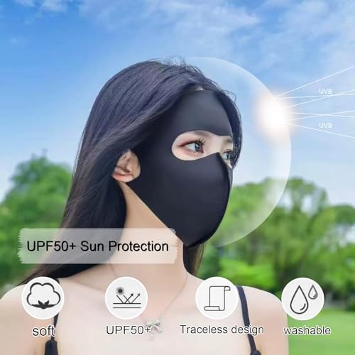 Image of 3-4 PCS Face Cover for Women, Full Face Mask for Sun Protection During Outdoor Activities, Breathable Ice Silk Fabric for All-Day Comfort
