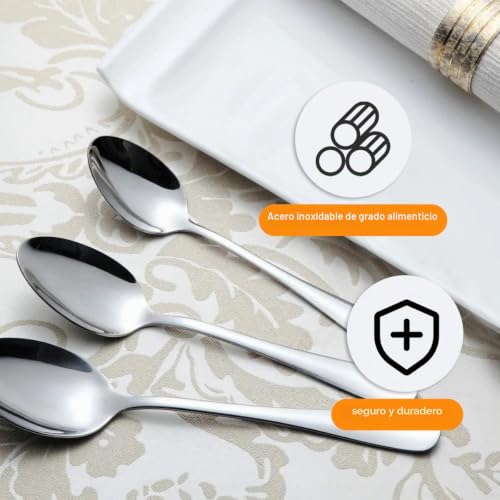 Miniatura 3 de 8 Piezas Juego De Cucharas De Acero Inoxidable, 19 Cm Cucharas De Sopa, Aptas Para Lavavajillas, Plateado Cuchara Grandes, Pulidas A Espejo, Cuchara De Mesa Para Casa, Fiestas, Restaurantes