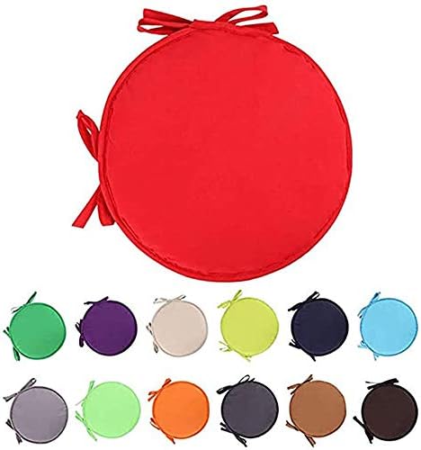 RAILONCH Indoor/Outdoor Chair Pads Round Seat Cushions Garden Patio Home Cushions - Diameter 38cm (2pcs,Red)