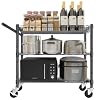 YNN Rolling Carts with Wheels3 Tier Rolling Cart with 990lbs Capacity Heavy Duty NSF Utility Cart Chrome Trolley Kitchen Cart Wire Shelving Bar Storage Carts for Kitchen Office OutdoorServing