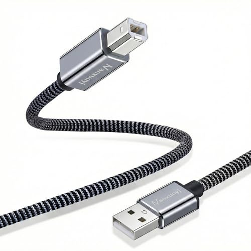 Nanxudyj Printer Cable 3ft USB 2.0 Type A Male to B Male Braid Cables Scanner Cord High Speed USB Printer Cable Compatible with HP Canon Dell Lexmark Xerox Samsung and More
