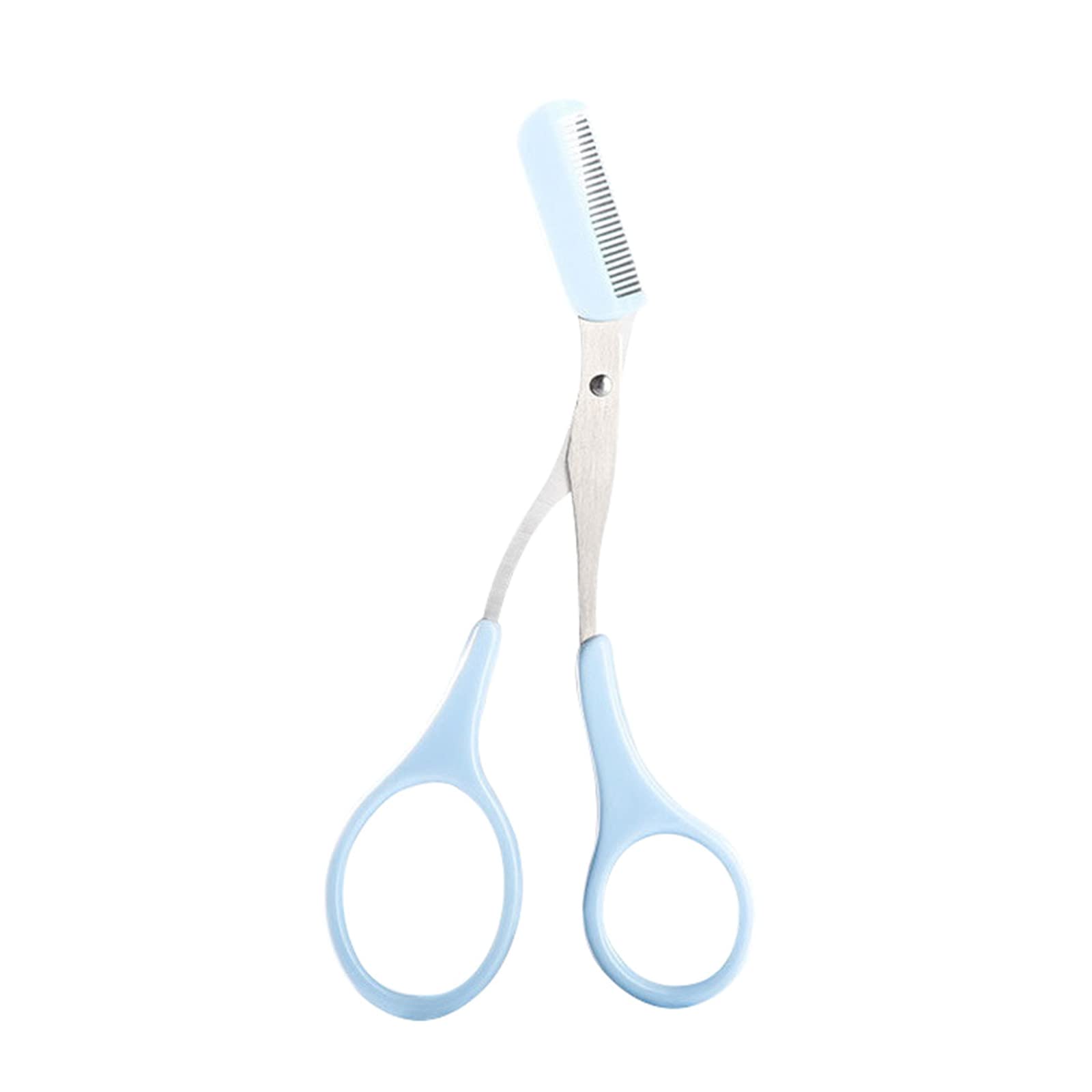 Crffz Women's Blue Eyebrow Trimmer Scissors With Comb Eyelash Hair Stainless Steel Eye Brow Grooming Tool For Girls Eyebrow Trimmer With Comb