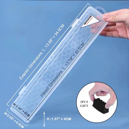 Image of Paint Brush Box with Foam Insert & Lid for Long Handled Artist PaintBrush,Portable Miniature Hard Plastic Travel Watercolor Brush Holder Case Without Brushes