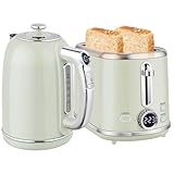 HOMCOM Wasserkocher Toaster Set 1,7L 2200W Edelstahl Wasserkocher mit 40°-100°C Warmhaltefunktion Memory-Funktion 2 Scheiben Toaster mit 6 Bräunungsstufen Auftauen Aufwärmen LED Display Grau