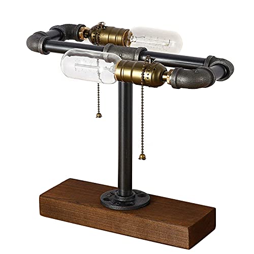 Lampe de table en bois - Vintage - Rétro Industriel - Steampunk - Veilleuse pour chambre à coucher, salon - Home Art Display Cafe Studio Antique Décor Cover