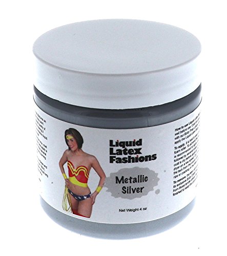Liquid Latex Fashions Metallic Silver Latex Body Paint for Adults and Kids, Zombie Skin Makeup, Ideal for Art, Parties and Cosplay, Super Flexible- 4 Oz