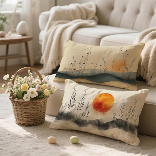cojines Sofa fundas cojines Naranja quemado cojin Exterior Impermeable Fundas de Almohadas de Lino de Sofá Almohadas cojin 50x70 para Salón Silla Oficina Dormitorio Habitacion color naranja, I-113
